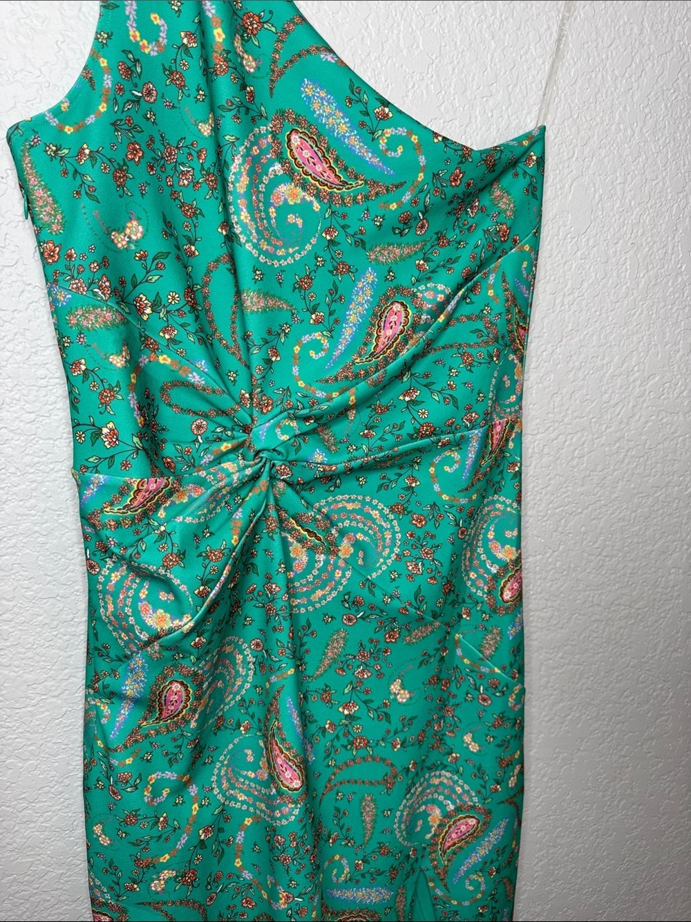 NWT Hale Bob One Shoulder Paisley Maxi Dress Large Slit - Picture 5 of 9